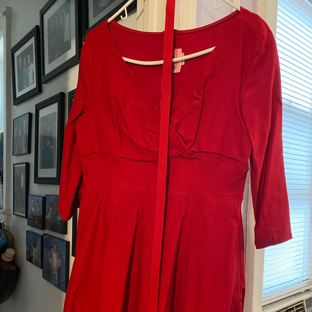 Pinup Girl Clothing Erin Swing Dress in Red